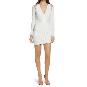 SHO by Tadashi Shoji White Cutout Long Sleeve Bodycon Cocktail Dress Size S